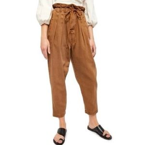 Free People Margate Pleated Paper Bag Waist Trouser Pants Size Small